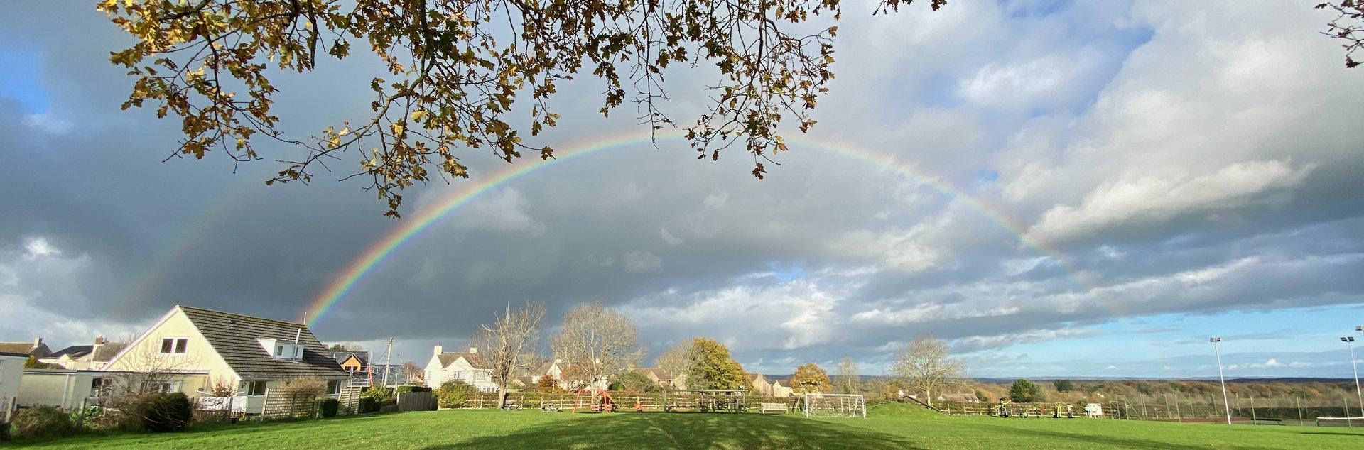 Rainbow over Ashill recreation ground